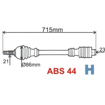 Arbre de transmission avant droit GRESA T5882 Z2