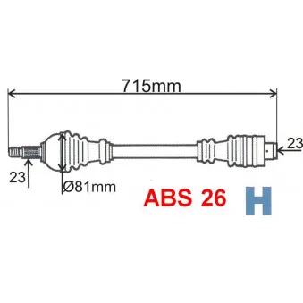 Arbre de transmission avant droit GRESA T5961 Z