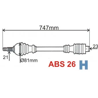 Arbre de transmission avant droit GRESA T5965 Z