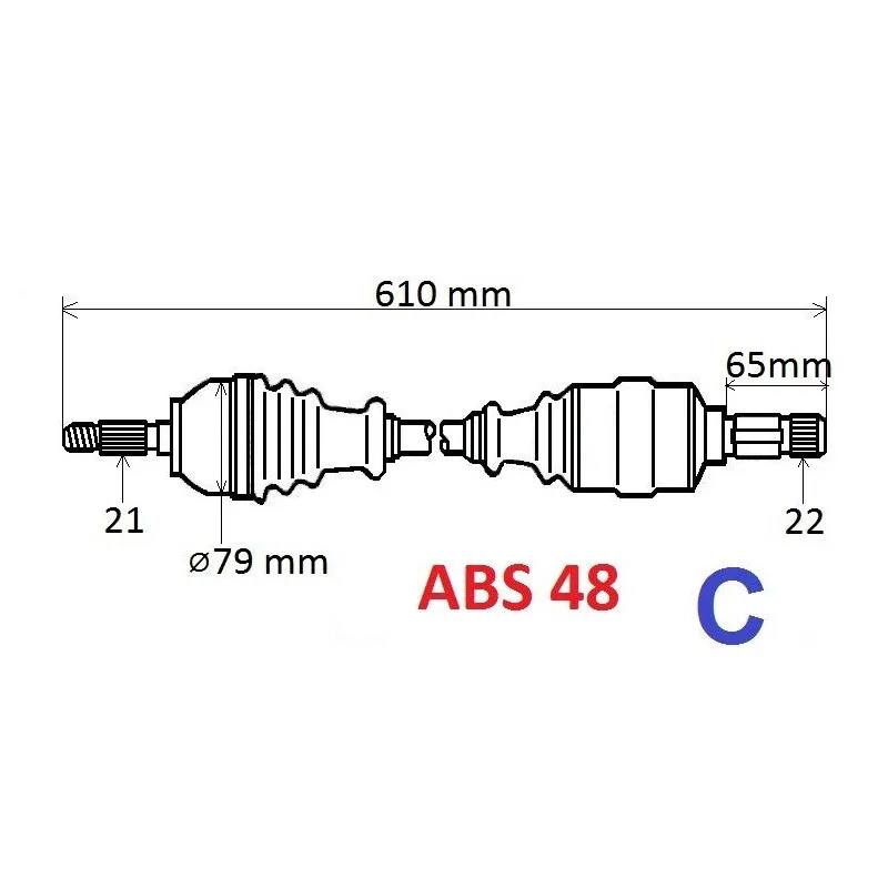 Arbre de transmission avant gauche GRESA T5968 Z