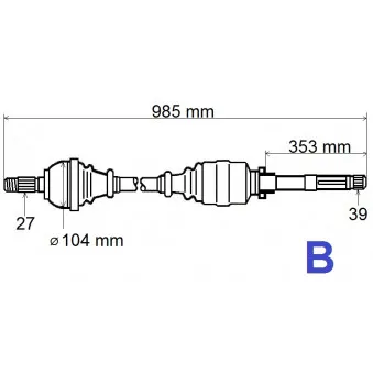 Arbre de transmission avant droit GRESA