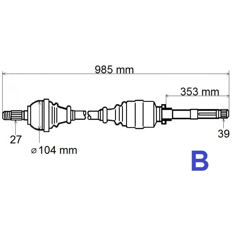 Arbre de transmission avant droit GRESA T5975