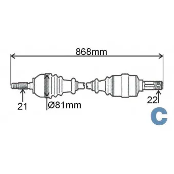 Arbre de transmission avant droit GRESA T5987