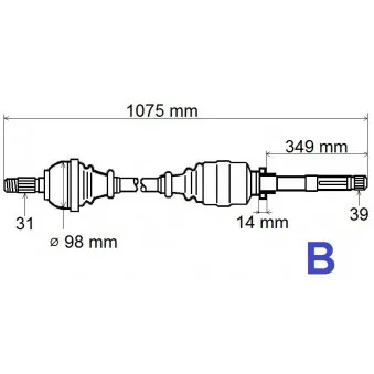 Arbre de transmission avant droit GRESA T5997