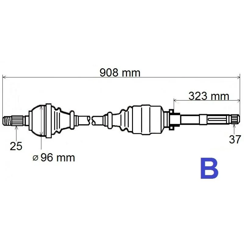 Arbre de transmission avant droit GRESA T6007