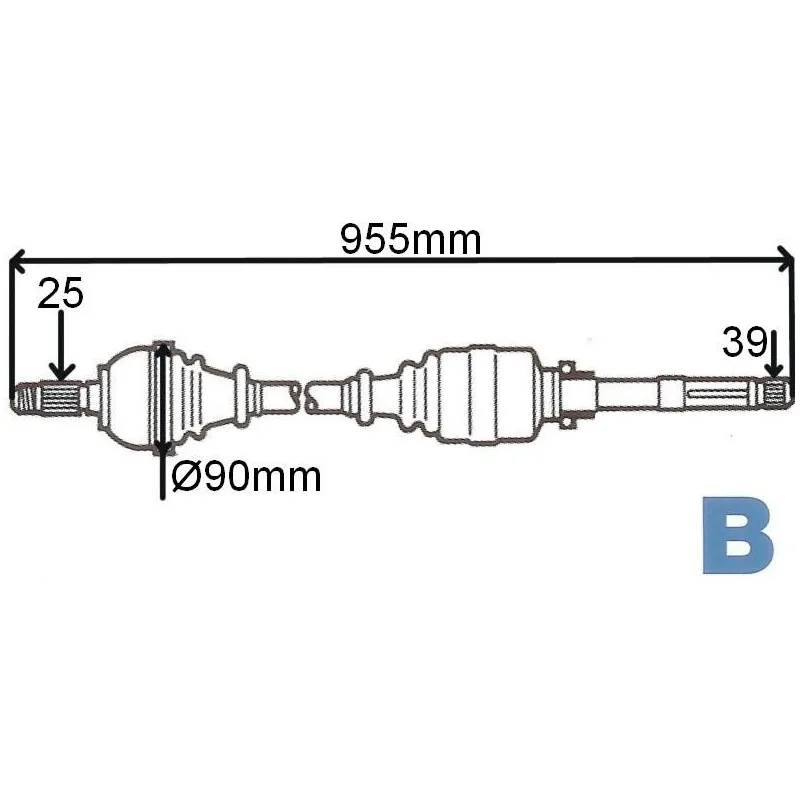 Arbre de transmission avant droit GRESA T6025