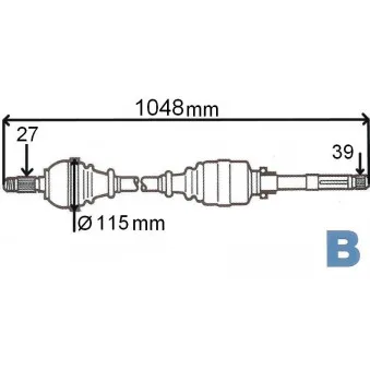Arbre de transmission avant droit GRESA T6039