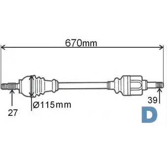 Arbre de transmission avant gauche GRESA T6040