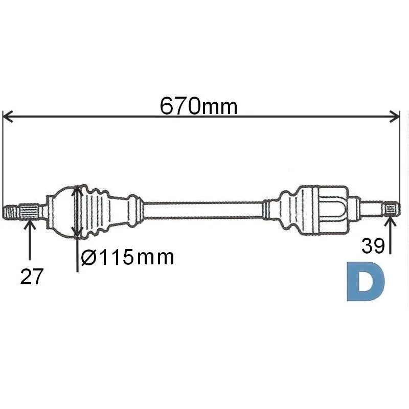 Arbre de transmission avant gauche GRESA T6040