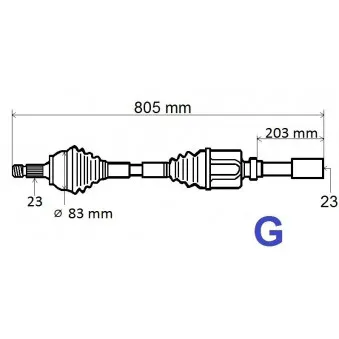 Arbre de transmission avant droit GRESA T6047