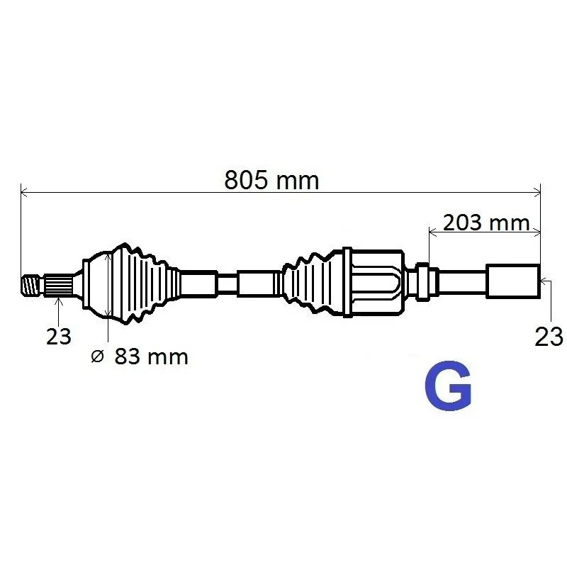 Arbre de transmission avant droit GRESA T6047