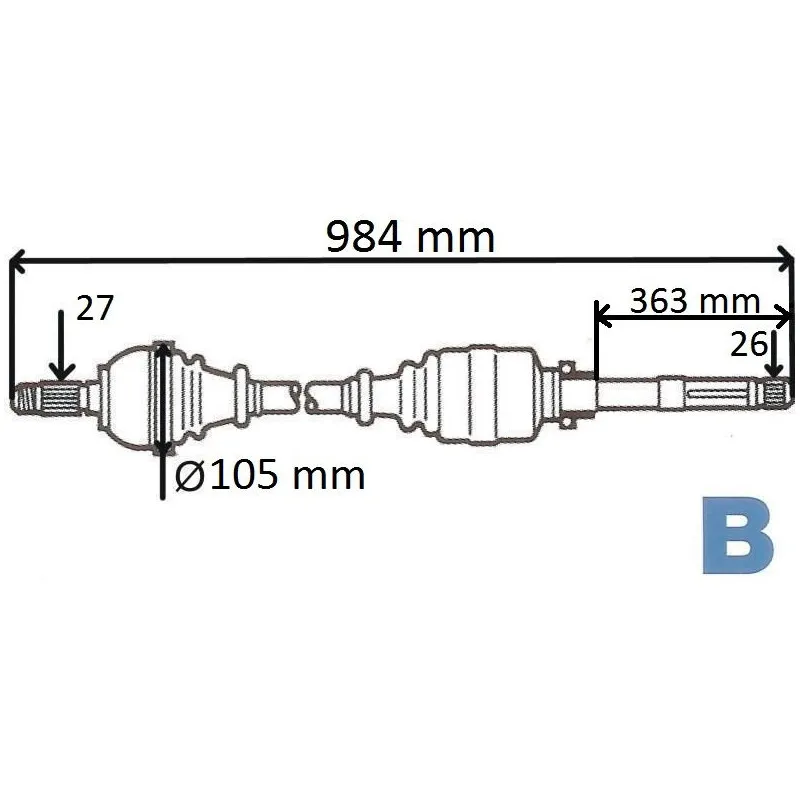 Arbre de transmission avant droit GRESA T6071