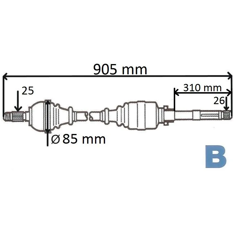 Arbre de transmission avant droit GRESA T6073