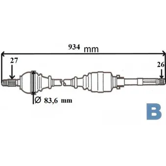 Arbre de transmission avant droit GRESA T6075
