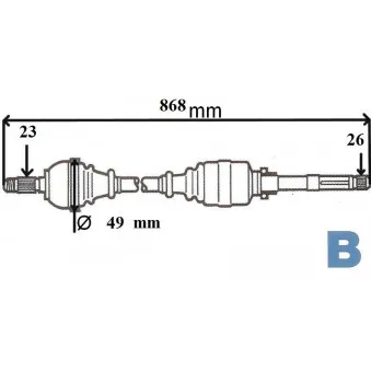 Arbre de transmission avant droit GRESA T6097
