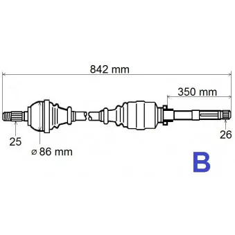 Arbre de transmission avant droit GRESA T6107