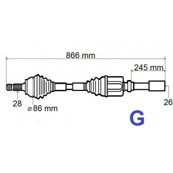 Arbre de transmission avant droit GRESA T6113