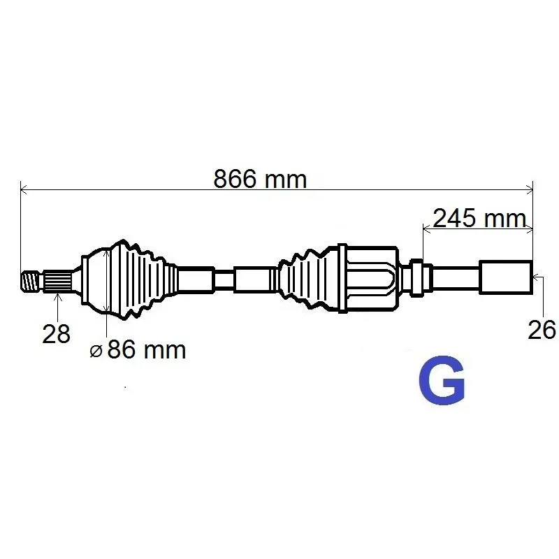 Arbre de transmission avant droit GRESA T6113