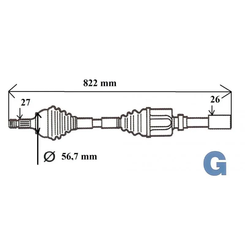 Arbre de transmission avant droit GRESA T6119