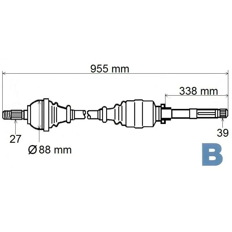 Arbre de transmission avant droit GRESA T6123