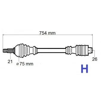 Arbre de transmission avant droit GRESA T6125