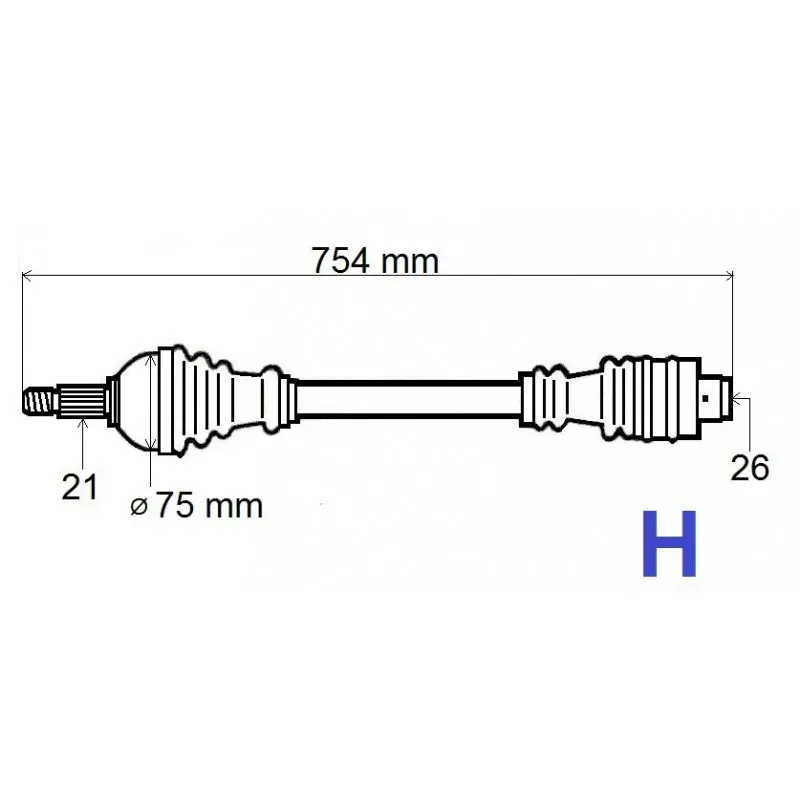 Arbre de transmission avant droit GRESA T6125
