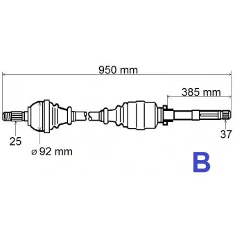 Arbre de transmission avant droit GRESA T6129