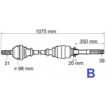 Arbre de transmission avant droit GRESA T6135
