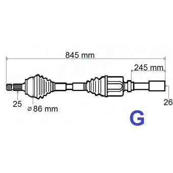 Arbre de transmission avant droit GRESA T6139