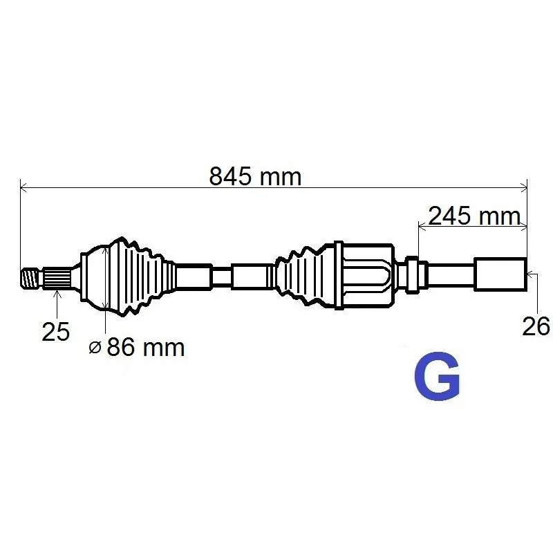 Arbre de transmission avant droit GRESA T6139