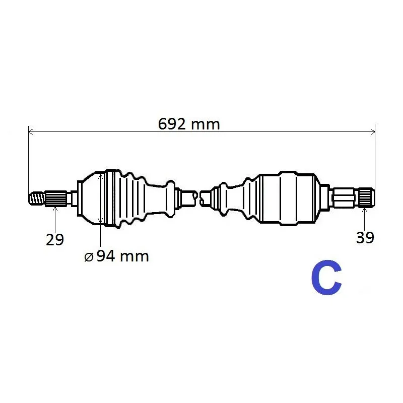 Arbre de transmission avant gauche GRESA T6158