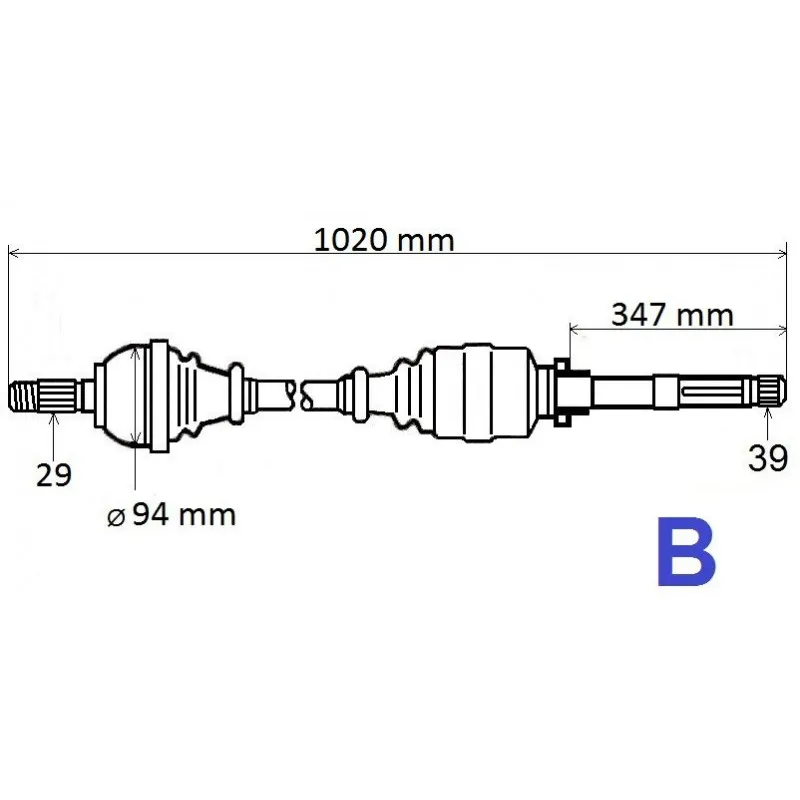 Arbre de transmission avant droit GRESA T6159