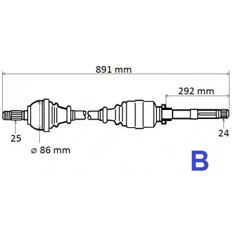 Arbre de transmission avant droit GRESA T6169