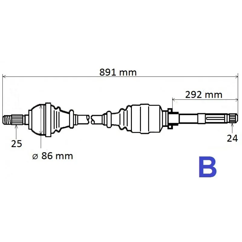 Arbre de transmission avant droit GRESA T6169