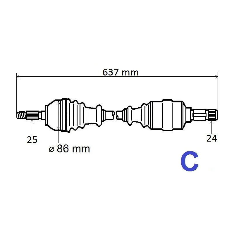 Arbre de transmission avant gauche GRESA T6170