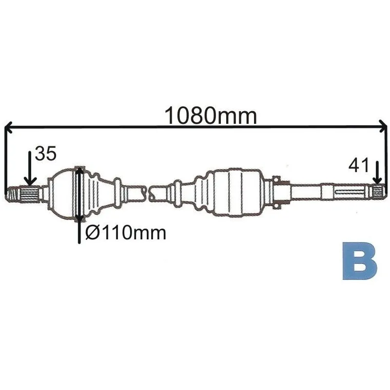 Arbre de transmission avant droit GRESA T5491