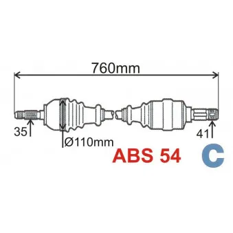 Arbre de transmission avant gauche GRESA T5490 Z