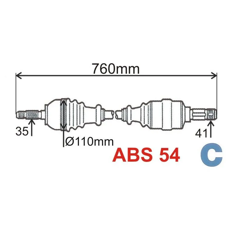 Arbre de transmission avant gauche GRESA T5490 Z