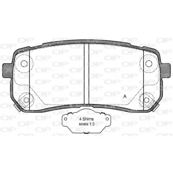 Jeu de 4 plaquettes de frein arrière OPEN PARTS BPA1288.02