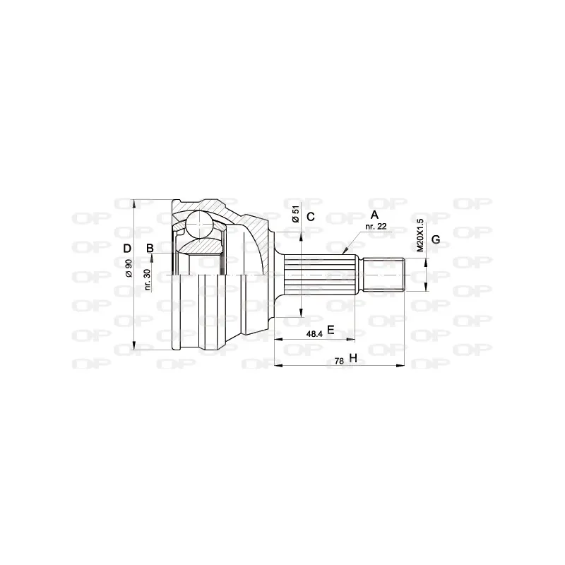 Embout de cardan avant (kit de réparation) OPEN PARTS CVJ5008.10