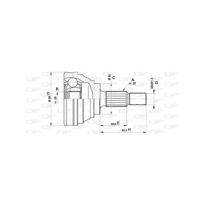 Embout de cardan avant (kit de réparation) OPEN PARTS CVJ5166.10