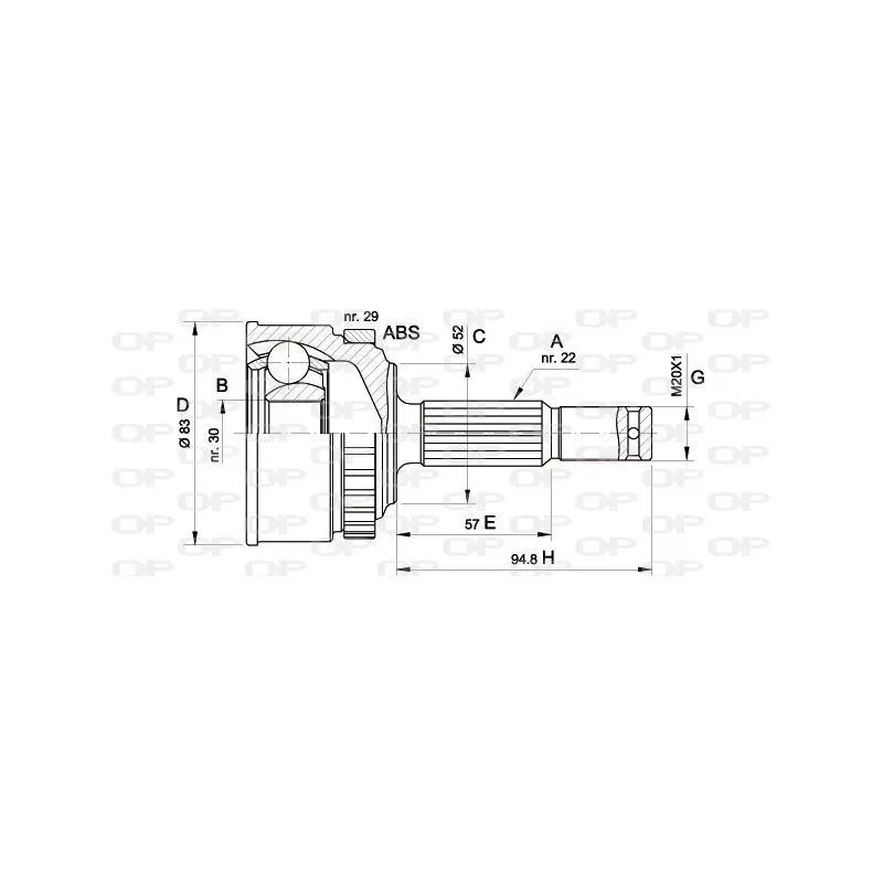 Embout de cardan avant (kit de réparation) OPEN PARTS CVJ5303.10