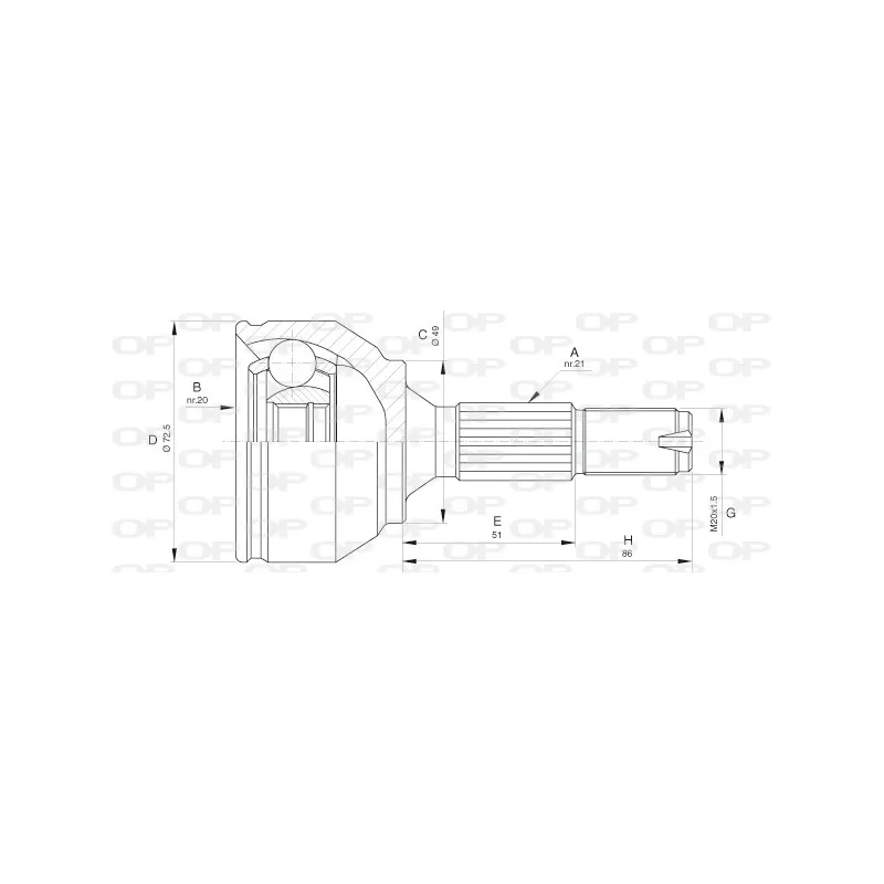 Embout de cardan avant (kit de réparation) OPEN PARTS CVJ5622.10