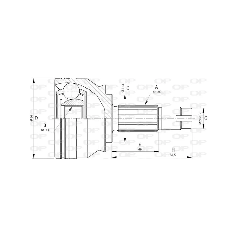 Embout de cardan avant (kit de réparation) OPEN PARTS CVJ5721.10
