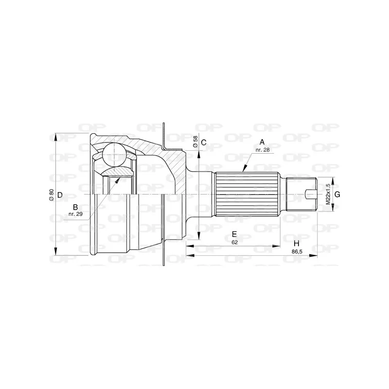 Embout de cardan avant (kit de réparation) OPEN PARTS CVJ5732.10