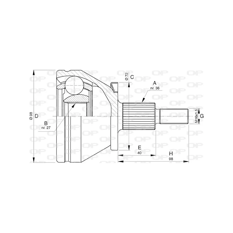 Embout de cardan avant (kit de réparation) OPEN PARTS CVJ5753.10