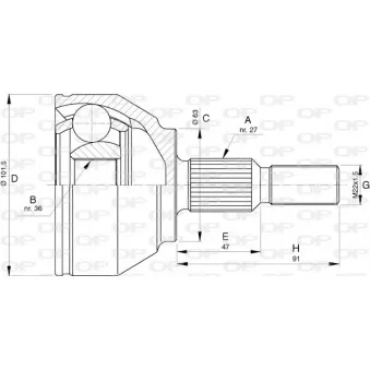 Embout de cardan avant (kit de réparation) OPEN PARTS CVJ5756.10