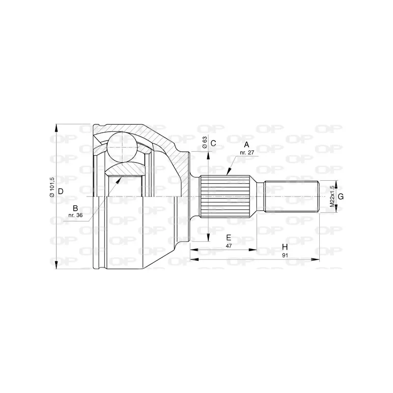 Embout de cardan avant (kit de réparation) OPEN PARTS CVJ5756.10