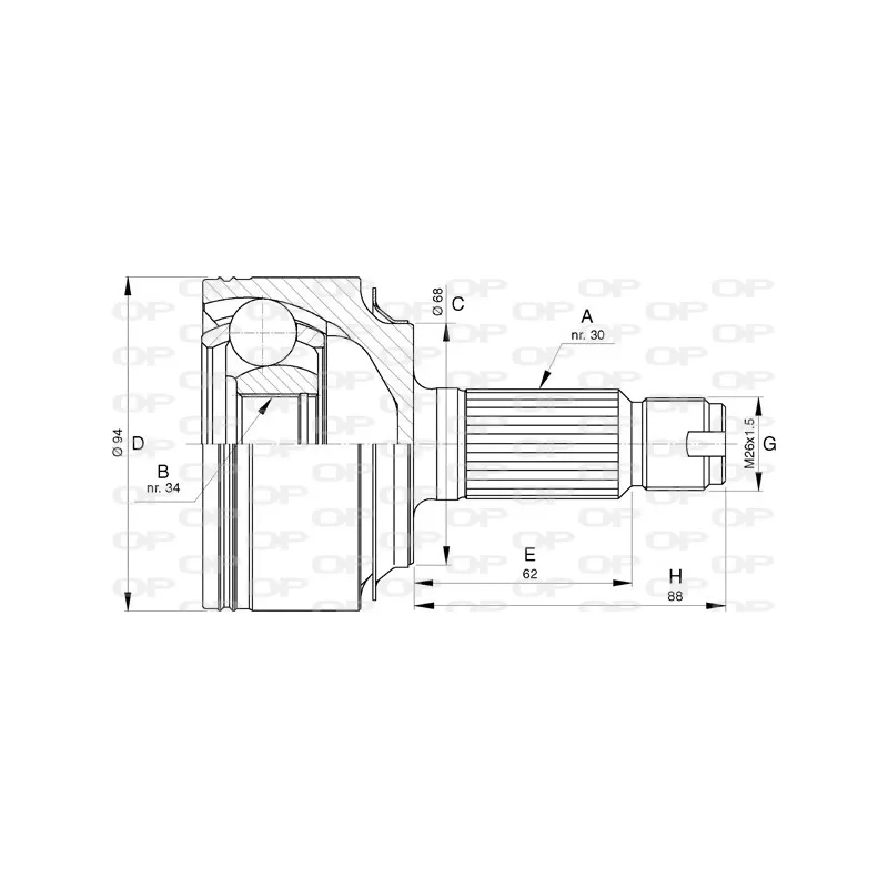 Embout de cardan avant (kit de réparation) OPEN PARTS CVJ5758.10