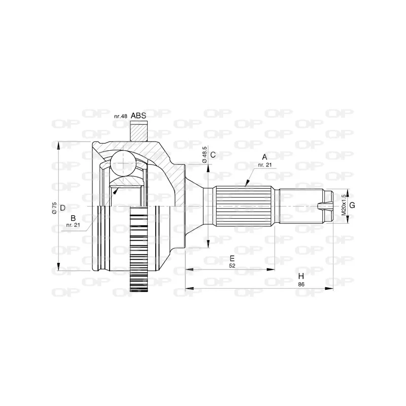 Embout de cardan avant (kit de réparation) OPEN PARTS CVJ5764.10